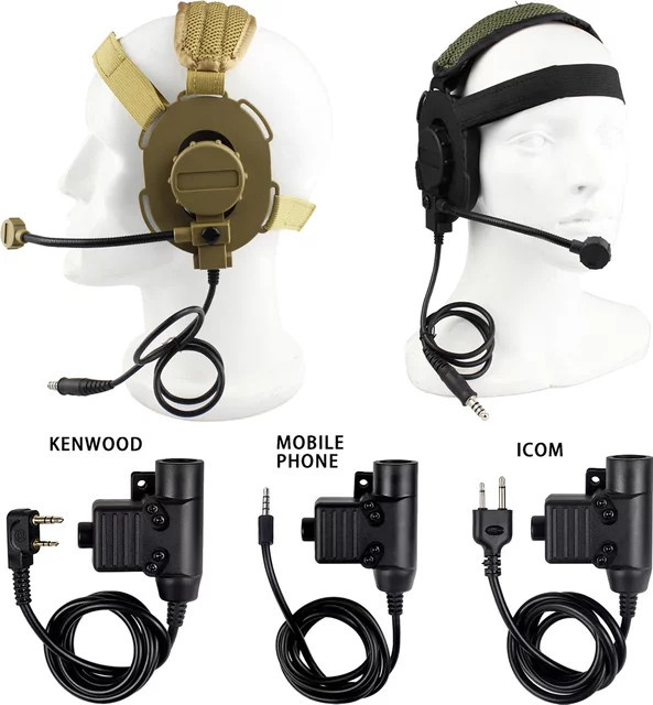 Bowman Elite II Outdoor Taktisches Headset mit U94 PTT Mikrofon für Kenwood und Baofeng UV-5R Funkgeräte - Bild 1