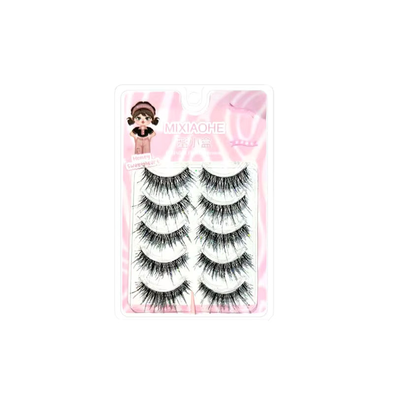 Mixiaohe Wimpern, 5 Paar, C-Curl, Schimmernd, Unisex - Bild 4