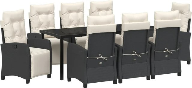 vidaXL Garten Essgruppe 9-teilig aus Poly-Rattan und Glas in Schwarz - Bild 1