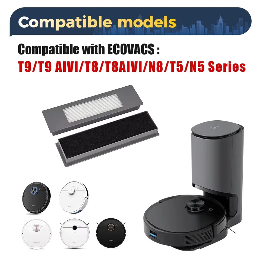 Ecovacs Filterteile für Deebot OZMO 920 950 T5 T8 T9 T8 AIVI MAX N5 N8 N8 Pro DJ65 DX55 T5 MAX Roboter-Staubsauger-Zubehör - Bild 2
