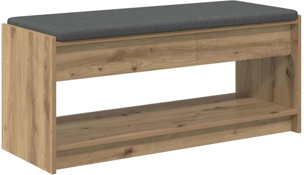 vidaXL Flurbank mit Kissen und Schuhregal in Artisan-Eiche, B/T/H: 103 x 38 x 45 cm