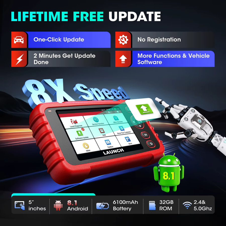 LAUNCH CRP129X V3.0 OBD2 Diagnosegerät in Rot mit 12 Reset-Funktionen und Systemdiagnose für ABS, SRS, Getriebe und Motor - Bild 4