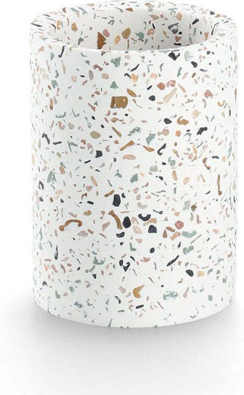 Zahnbürstenbecher Terrazzo von Zeller in Weiß und Mehrfarbig, Keramik und Beton, Durchmesser: 8,2 cm - Bild 1
