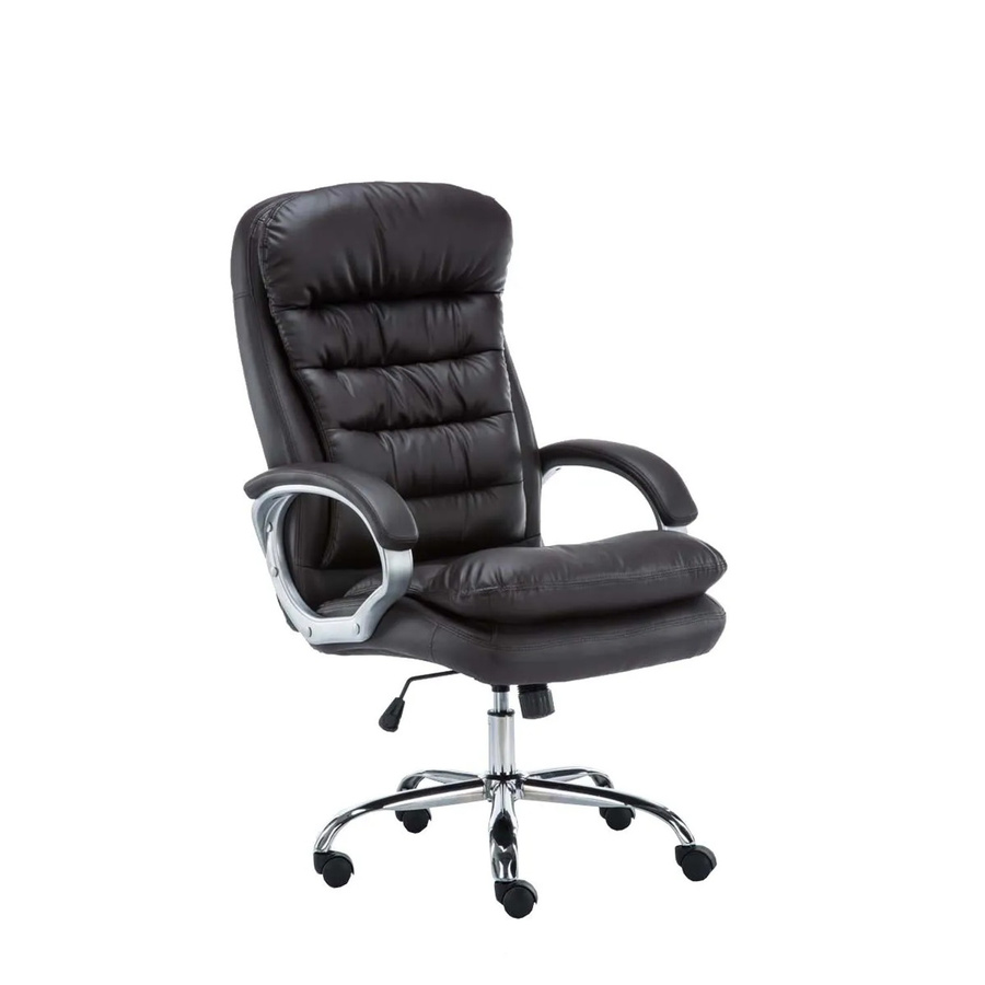 DELUKE Bürostuhl SOUK Ergonomischer Stuhl aus braunem Kunstleder mit Chromoptik-Metallgestell, B/T/H: 116 x 68 x 77 cm - Bild 2