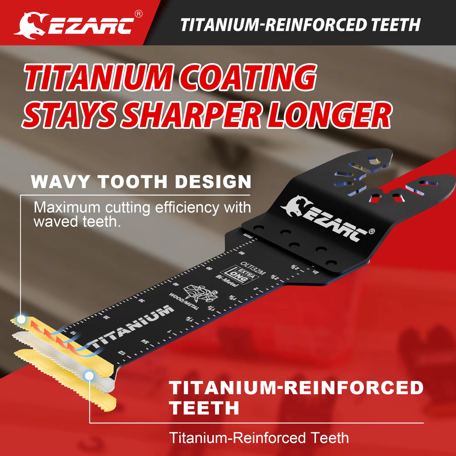 EZARC 12-teiliges Titan-Oszillierwerkzeug-Klingen-Set für Metall und Holz mit Standard- und Extra-Längen - Bild 4