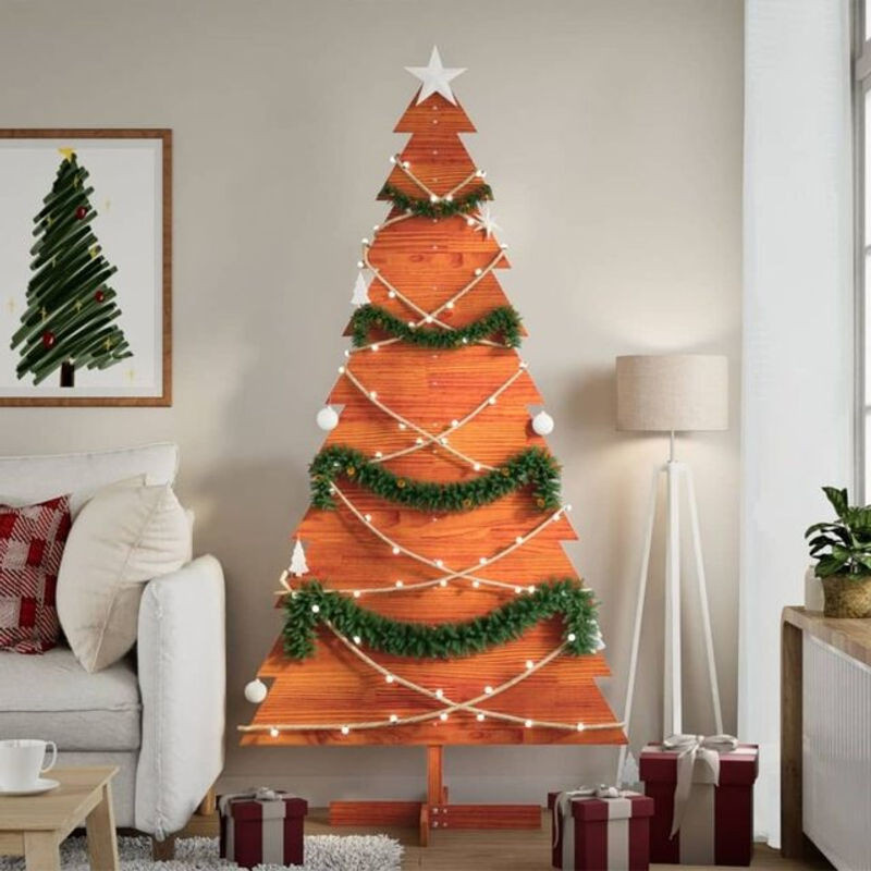 Vidaxl Weihnachtsbaum aus Massivholz Kiefer in Wachsbraun, Höhe: 180 cm - Bild 1