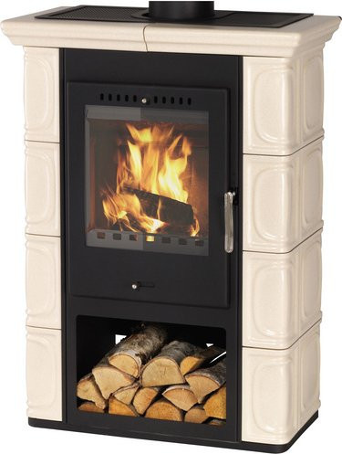 THORMA Kachelofen Augsburg in Schwarz/Beige mit 7 kW Leistung und Keramikoberfläche - Bild 1