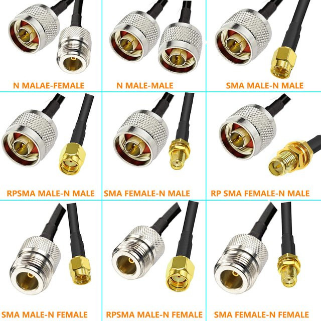 RF JKM N Typ auf SMA RPSMA Koaxial-Verlängerungskabel RG58 Jumper Pigtail in Gold oder Silber - Bild 1