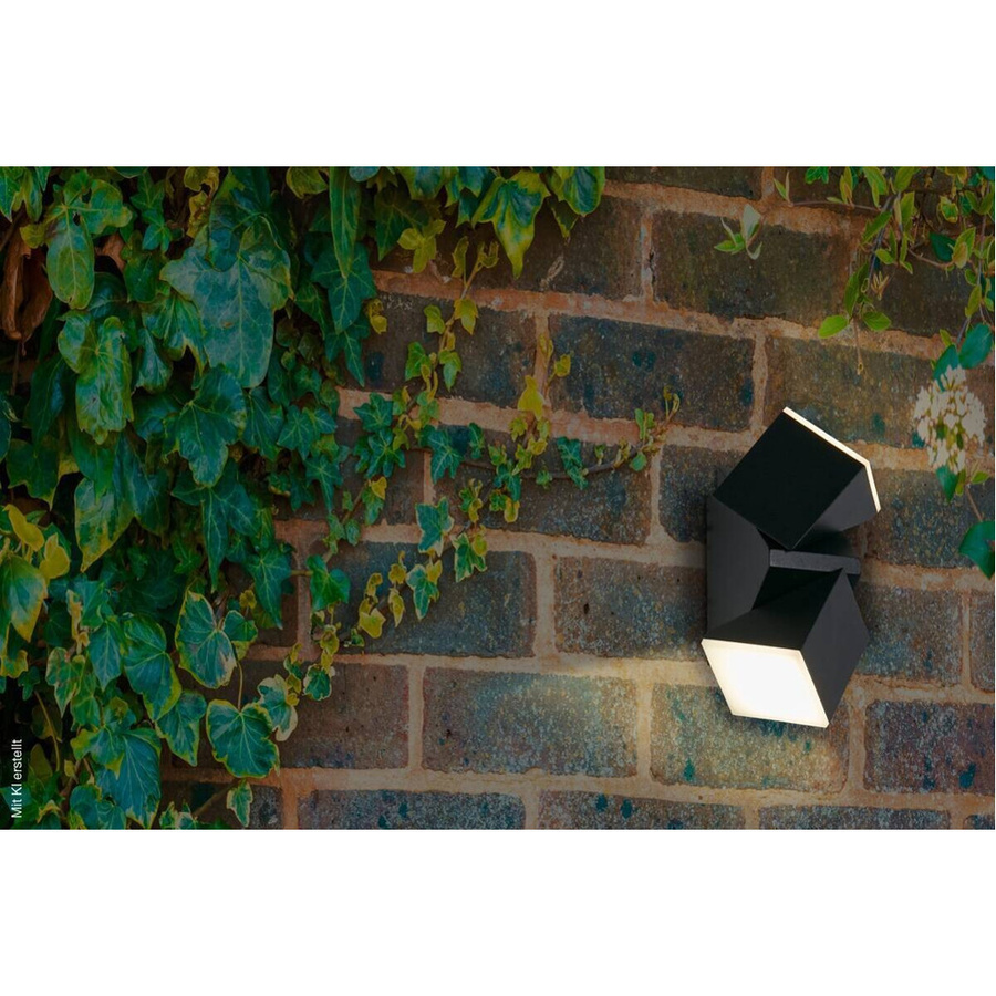 Montana LED-Außenwandleuchte in Schwarz und Weiß aus Metall, B/H/T: 6,2 x 14,0 x 9,0 cm - Bild 4
