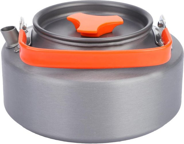 Fishine Aluminium Teekanne für Camping und Wandern, 1,1 l, Orange/Rot mit hitzebeständigem Griff - Bild 1