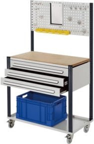 Kappes Mobile Arbeitsstation mit Lochplatte und 3 Schubladen, Farben: Grau/Weiß, Breite: 100 cm - Bild 1