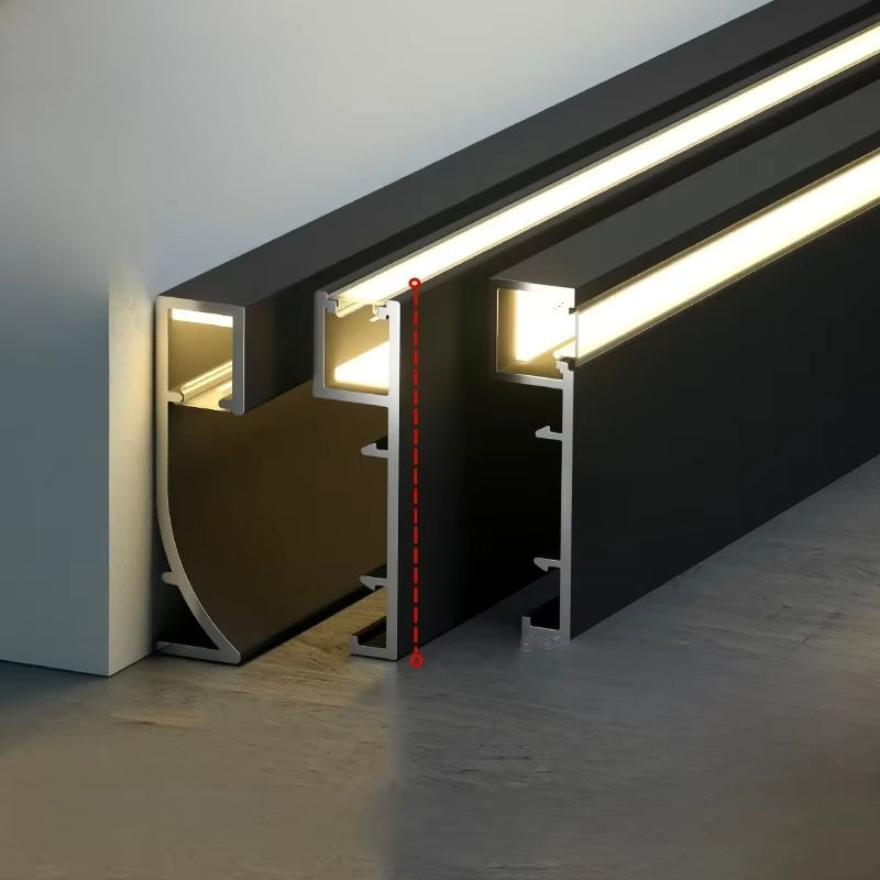 Khelse LED Aluminium Sockelleiste Silber zur Einbau-Hintergrundbeleuchtung als Eck-Profil - Bild 6