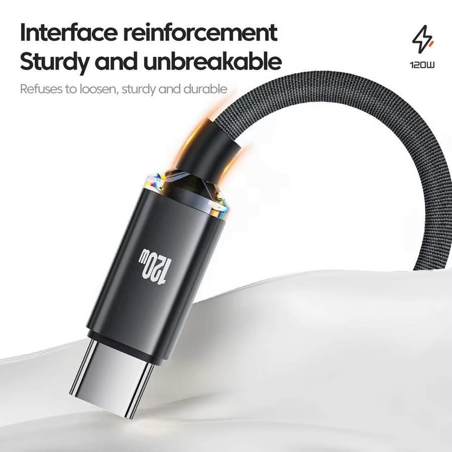 120W USB-auf-Typ-C-Ladekabel für Huawei Xiaomi Samsung VIVO in Lila mit Schnelllade- und Datenübertragungsfunktion - Bild 3