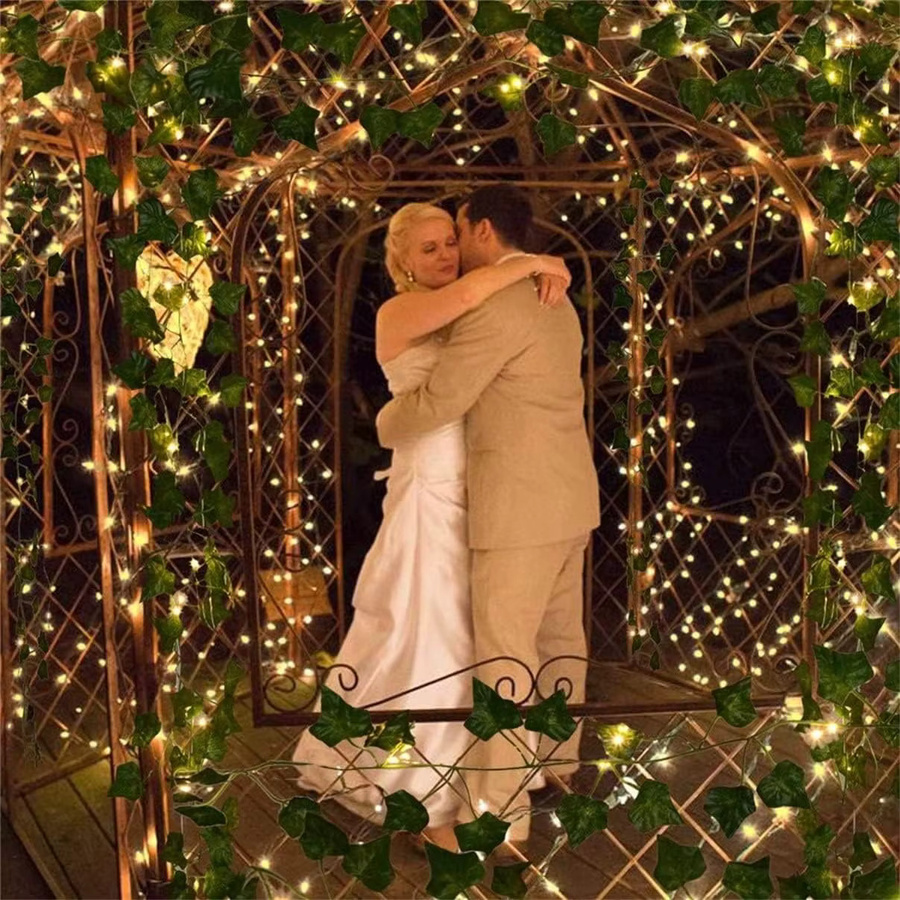 MENGHAO Künstliche Efeu-Lichterkette in Grün mit warmweißen LED-Feenlichtern zur Dekoration von Hochzeit, Party und Zuhause - Bild 6