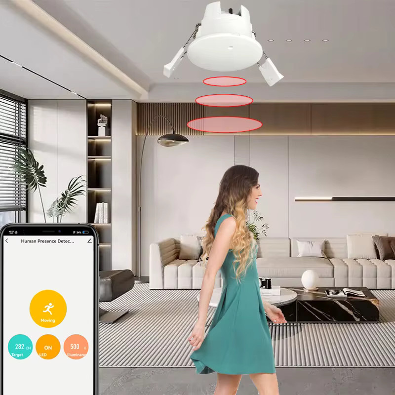 SOPVSmartEnergy Smart Life Anwesenheitsdetektor mit 24GHz Millimeterwellen-Radar, Bewegungssensor, Helligkeits- und Entfernungsmesser, WiFi oder Zigbee, Weiß - Bild 3