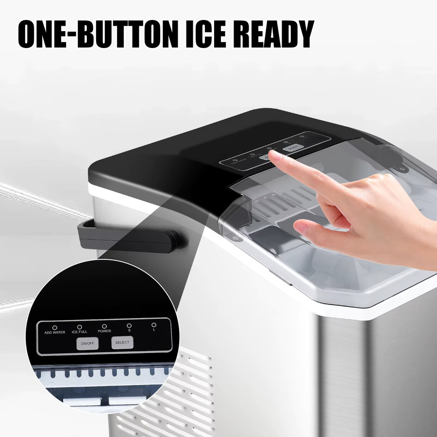 DWiusty Automatischer Mini-Elektro-Eiswürfelbereiter in Silber, tragbare Eismaschine für Haushalt, Bar und Büro mit Produktion von 9 Eiswürfeln in 6 Minuten - Bild 6