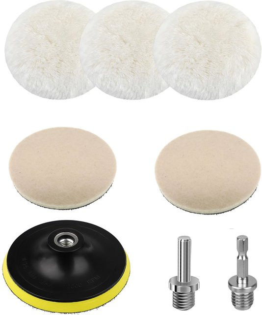 VIBRATITE Wollpolierpad Set mit Klettverschluss, 8 weiche Wollschneidepads, Durchmesser: 125 mm, für Auto, Glas und Möbel - Bild 1
