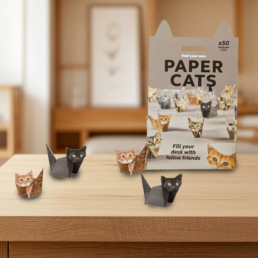 50 Stück DIY Origami-Papier zum Falten von Katzenfiguren, buntes Bastelset aus Konstruktionspapier für Katzenliebhaber - Bild 2