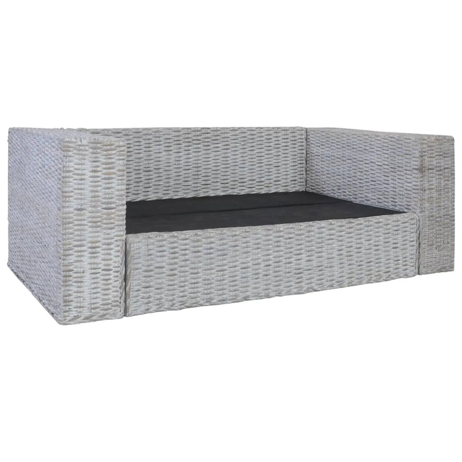 vidaXL 2-Sitzer-Sofa aus Polyrattan mit Polstern in Grau und Weiß für Garten und Wohnzimmer - Bild 2