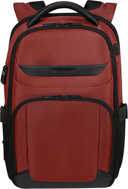 Samsonite Pro-DLX 6 Rucksack für 14,1 Zoll in Rot mit USB-A und USB-C Anschlüssen - Bild 1
