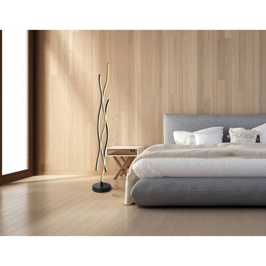 GLOBO Stehlampe modern in Mattschwarz mit Opal-Diffusor aus Metall und Kunststoff, Höhe: 135 cm, Durchmesser: 20 cm - Bild 3