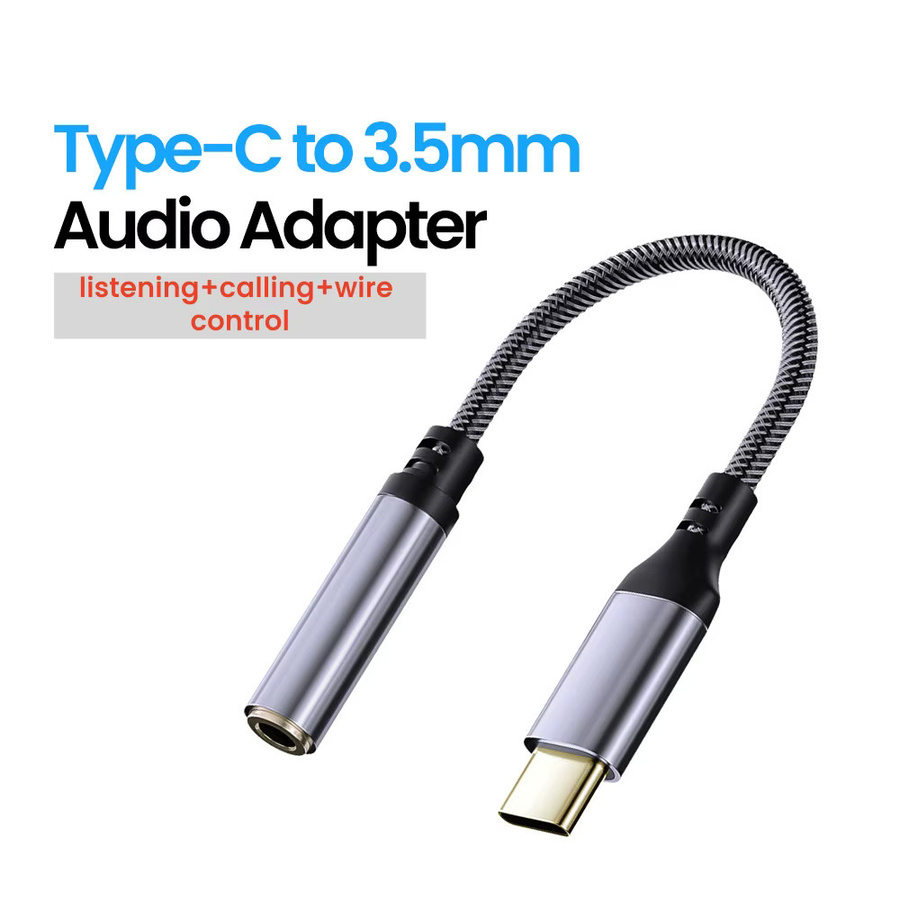 Elough USB-C auf 3,5 mm Klinke Audio-Adapter für Headset und Mikrofon in Grau - Bild 1