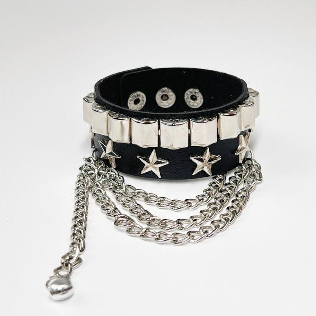 Armband Set Herren, Punk Rock Nietarmband, PU Leder, Schwarz - Bild 1
