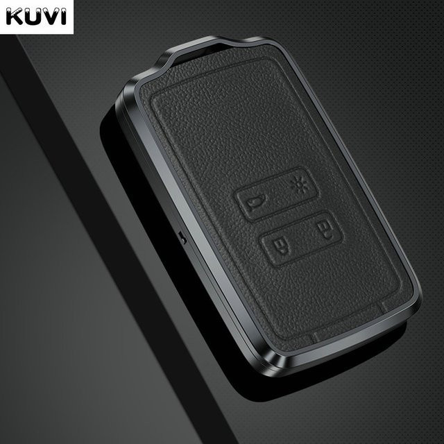Kuvi Auto Remote Key Case aus Metall und Leder für Renault Koleos Captur Megane Clio Scenic Talisman Arkana sowie Dacia Sandero - Bild 1
