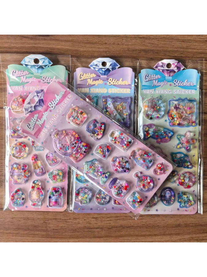 4-teiliges Glitzer-Magie-Aufkleber-Set mit Pailletten für Kinder-DIY-Bastelarbeiten und Tagebücher, Multicolor - Bild 2