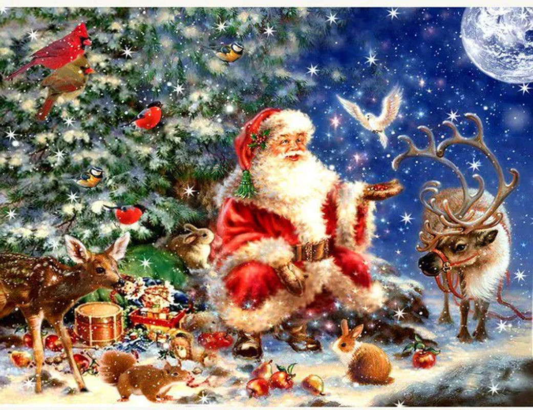 FIYO Diamond Painting Weihnachtsmann 5D DIY Diamantmalerei als Kreuzstich Mosaik zur Dekoration, mehrfarbig, B/H: 20 x 30 cm - Bild 1