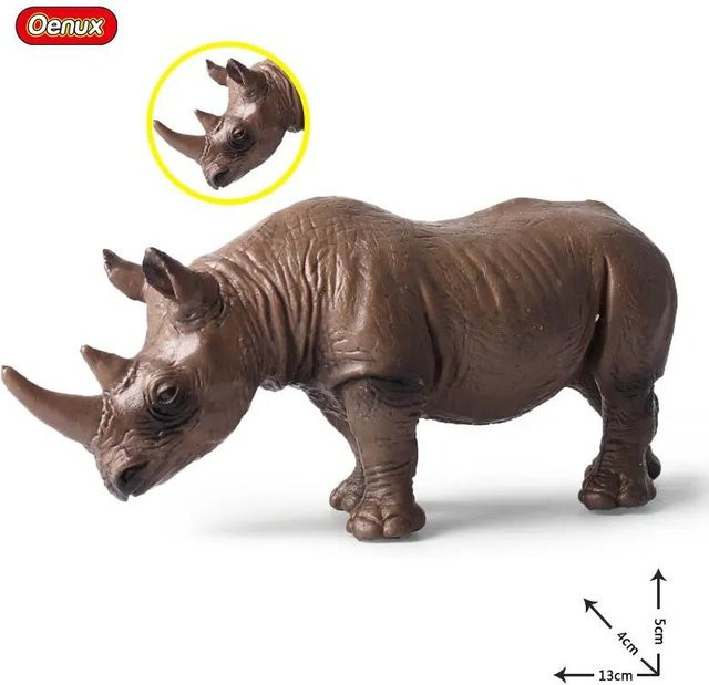 Oenux Wildtiermodell Nashorn Flusspferd Lernspielzeug aus PVC ab 3-6 Jahre - Bild 1