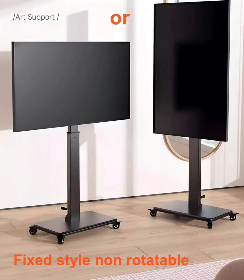 BEISHI Rollbarer TV-Ständer in Schwarz, universeller mobiler TV-Wagen für 26–65 Zoll Fernseher bis 50 kg, höhenverstellbar ohne Drehgelenk - Bild 2