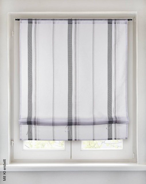POCOline Bändchenrollo Lottie grau gestreift B/H: 60 x 140 cm - Bild 1