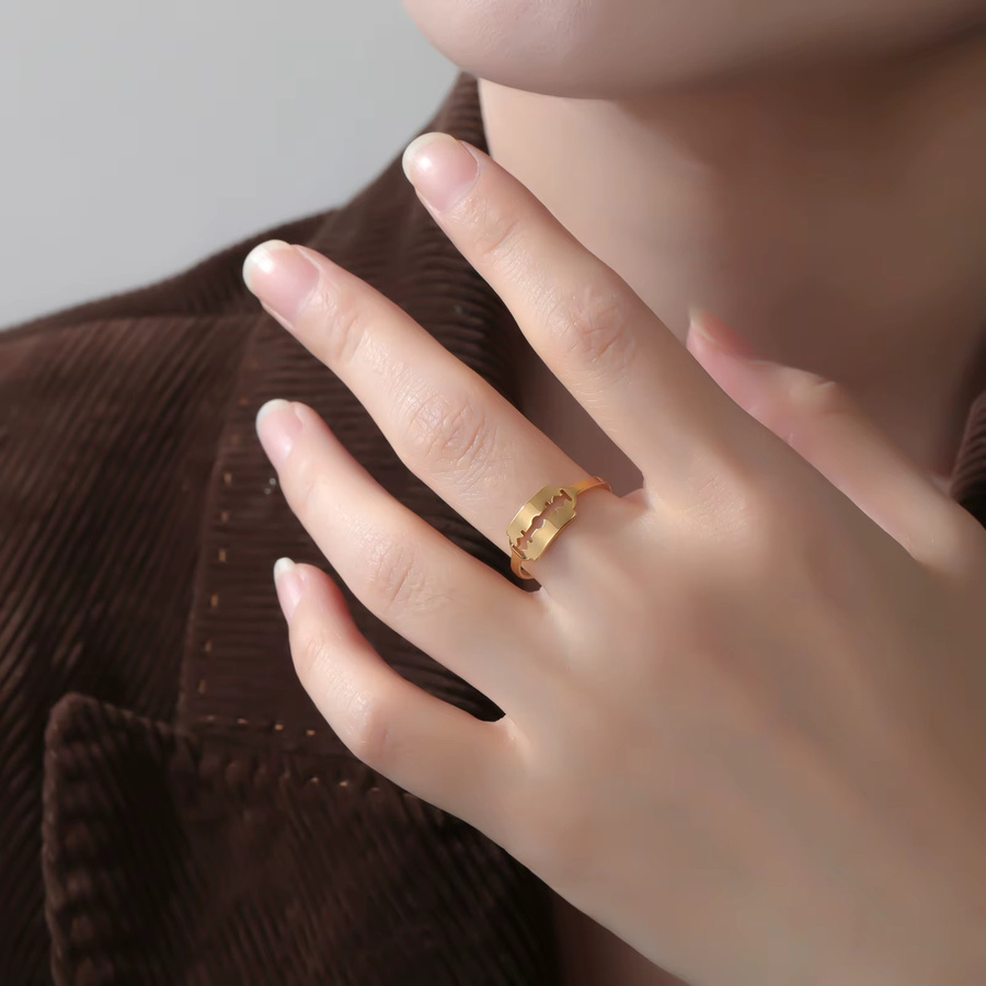 cazador Ring Rasierklingen-Form, Edelstahl, Gold, Unisex - Bild 2