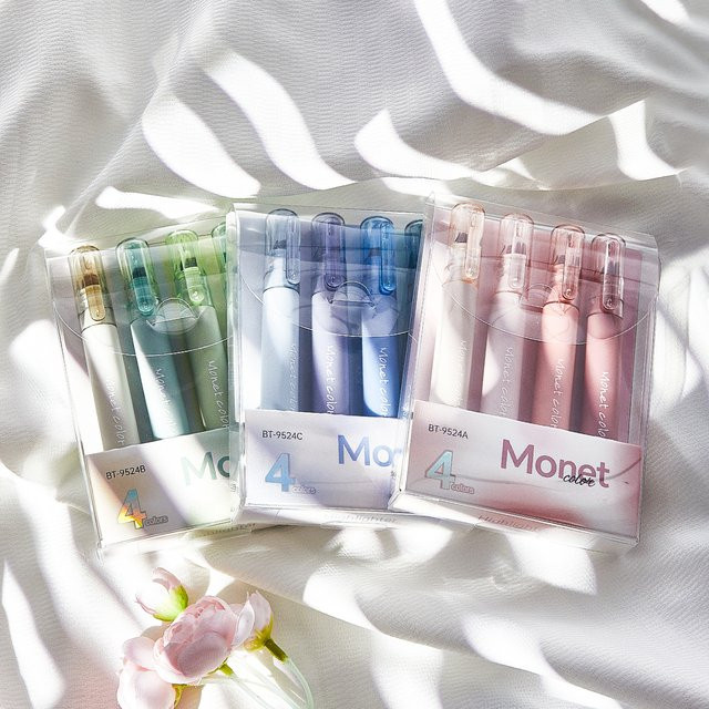 4-teiliges Set Textmarker in Monet-Hellfarben mit Keilspitze, Pink und Multicolour - Bild 1