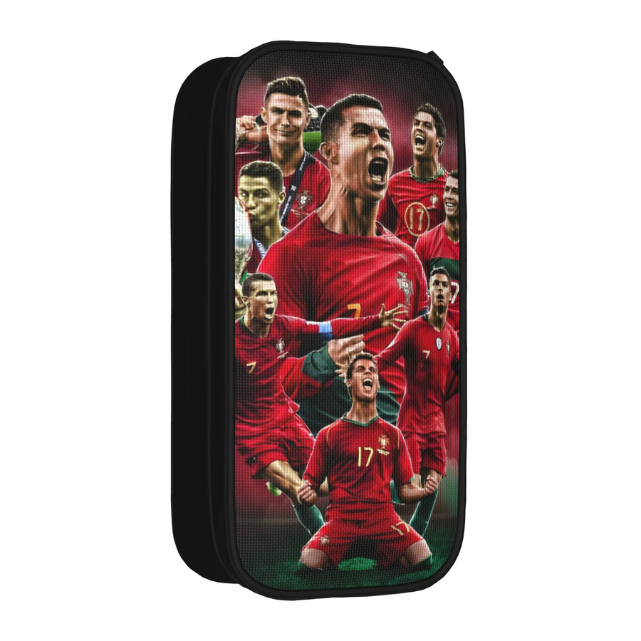Fußball-Federmäppchen mit Ronaldos Motiv für Schüler, großes Fassungsvermögen, mehrfarbig - Bild 2