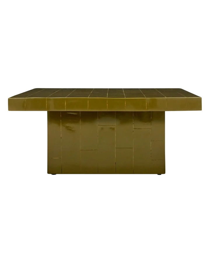 House Doctor Couchtisch Brick in Grün aus Mangoholz und MDF, rechteckig, B: 100 cm, T: 44 cm, H: 1 cm - Bild 1