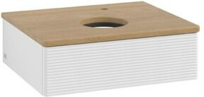 V&B Waschtischunterschrank Antao mit Frontstruktur, Eiche Honig und Weiß Lack, B: 60 cm, H: 50 cm, T: 50 cm - Bild 1