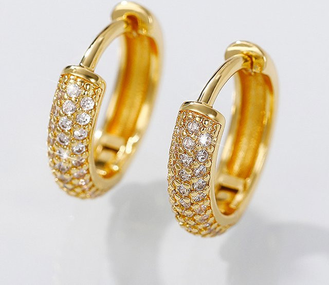 Huitan Luxus Creolen, Gold, Zirkonia, Damen - Bild 1