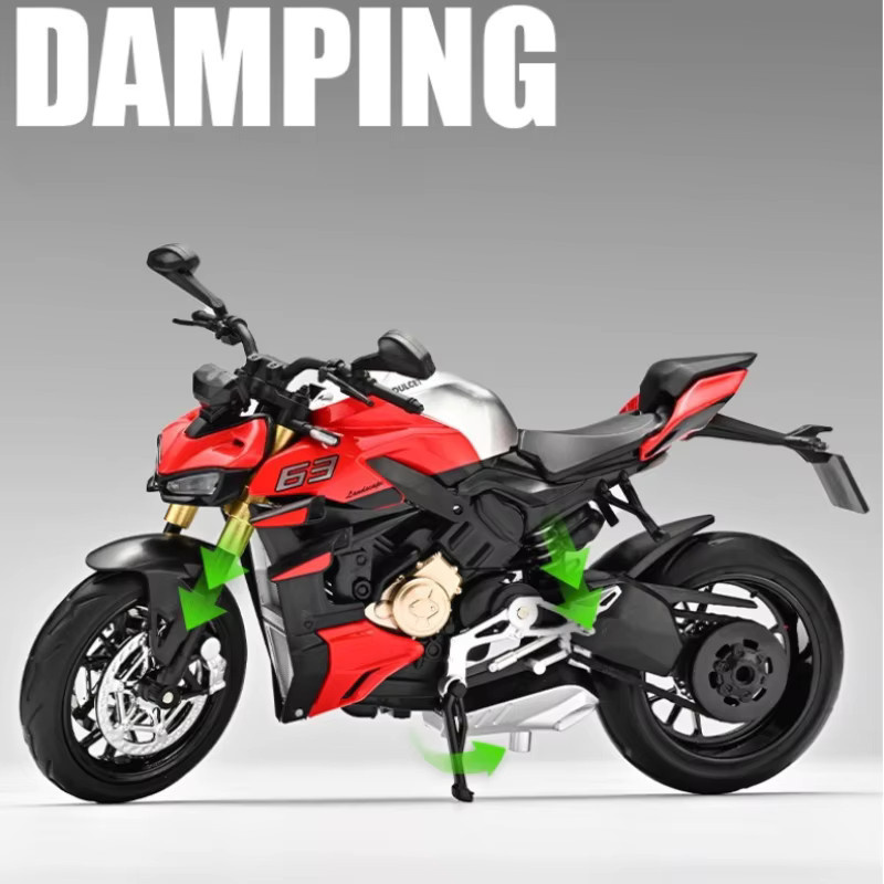 WELLY Ducati V4S Motorradmodell aus Legierung im Maßstab 1/12, Farbe: Rot - Bild 2