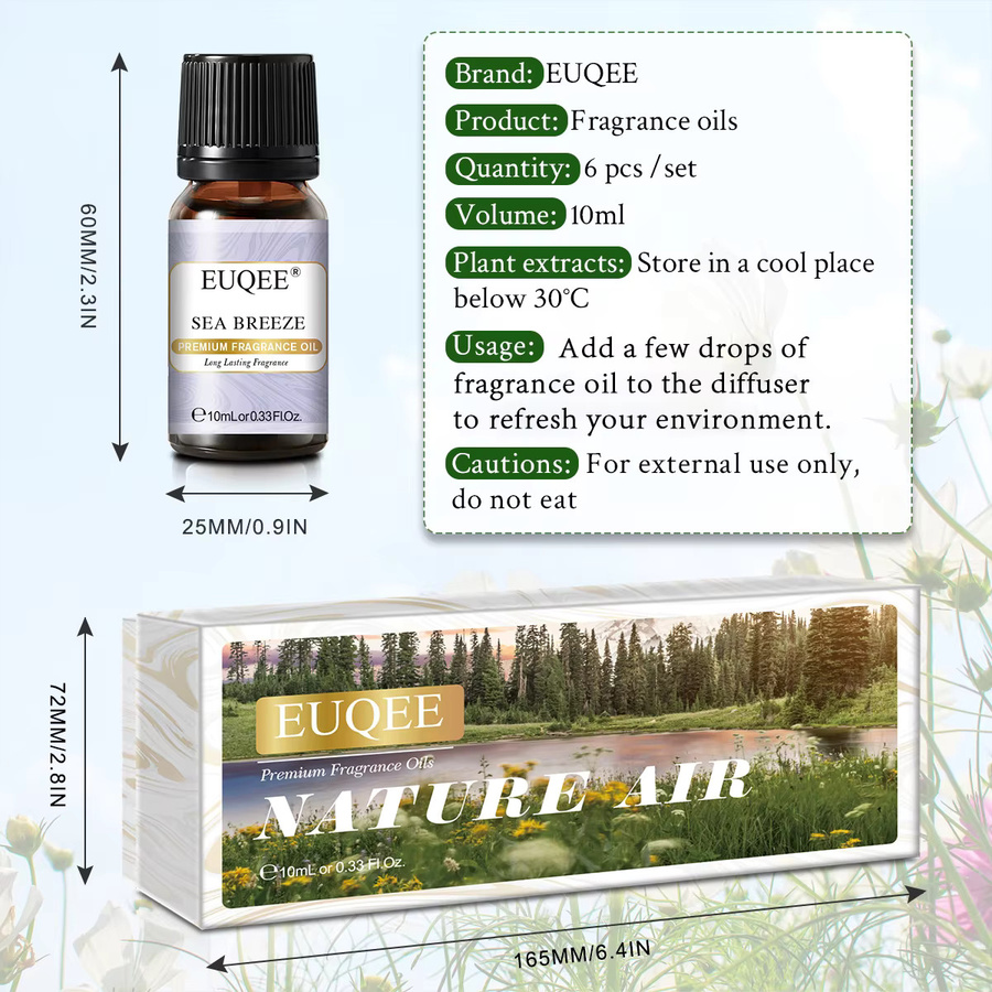 EUQEE Duftöle-Geschenkset für Kerzenherstellung, 6-teilig, 10 ml pro Duft - Bild 2