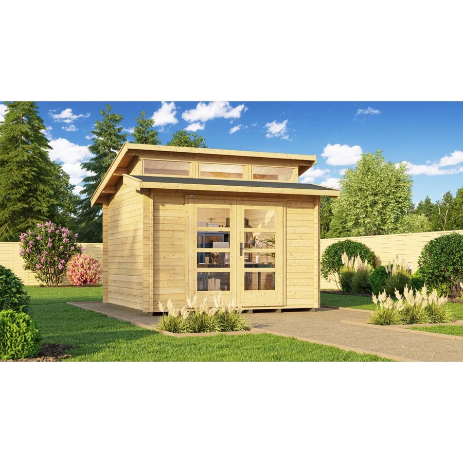 WEKA Gartenhaus 158 Gr.1 aus europäischer Fichte in Beige mit Pultdach und modernem Design B/H/T: 350 x 281 x 300 cm - Bild 2