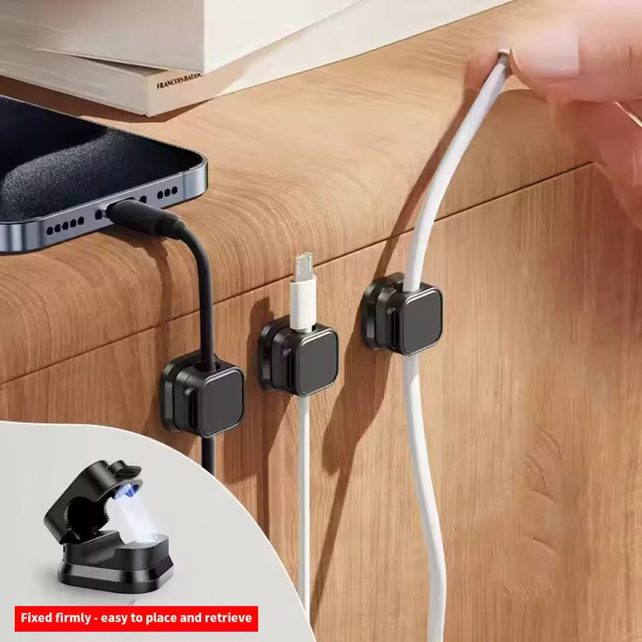 Selbstklebender magnetischer Kabelclip als Kabelhalter und Drahtorganisator für Zuhause und Büro in Schwarz oder Weiß - Bild 3