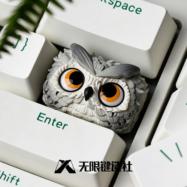 Lobo Keycap Owl Cute Anime Personalisierte Harz-Tastenkappe 1,5u für mechanische Tastaturen in Beige und Grau - Bild 1