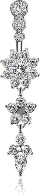 PLANT&Navel Bauchnabelring Edelstahl, Rosa, Kristall, Damen - Bild 1