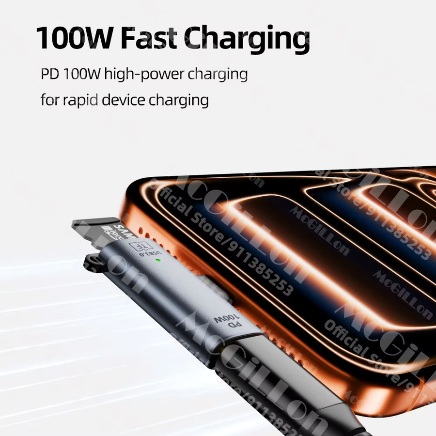 MCGILLON 2-in-1 Typ-C OTG-Adapter USB-C zu USB 3.0 und TF-Kartenleser mit PD100W Schnellladegerät in Silber - Bild 2
