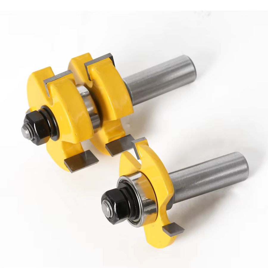 JGZUI 2-teiliges Nut- und Federfräser-Set mit 3-schneidigem T-Profil für die Holzbearbeitung, Schaftgrößen: 6 mm, 8 mm, 12 mm mit 1/4 Zoll und 1/2 Zoll Schaft - Bild 3