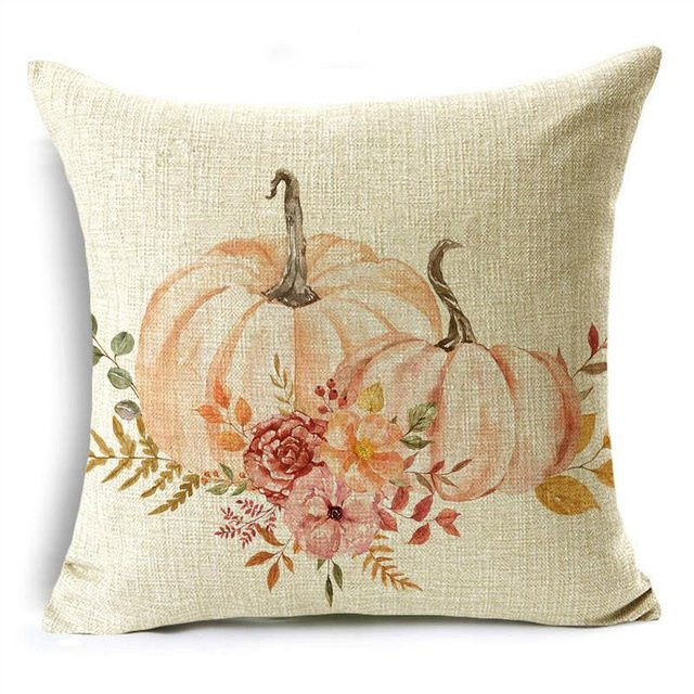 Yiran Furniture Kissenbezug mit Herbst-Motiv, Rosa Kürbisblume und Fahrrad, Baumwoll-Leinen-Mix, B/H: 40 x 40 cm - Bild 1