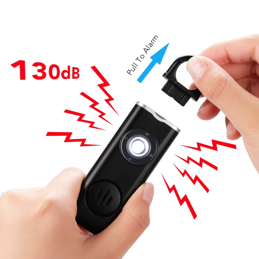 Awapow Persönlicher Sicherheitsalarm mit 130dB und LED-Licht, wiederaufladbarer Selbstverteidigungsalarm als Schlüsselanhänger für Frauen, in Pink oder Schwarz - Bild 4
