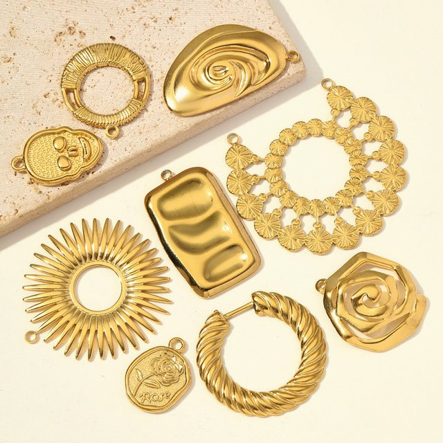 LAVIXMIA Ohrring-Anhänger, Edelstahl, Gold, Unisex, Vintage - Bild 1